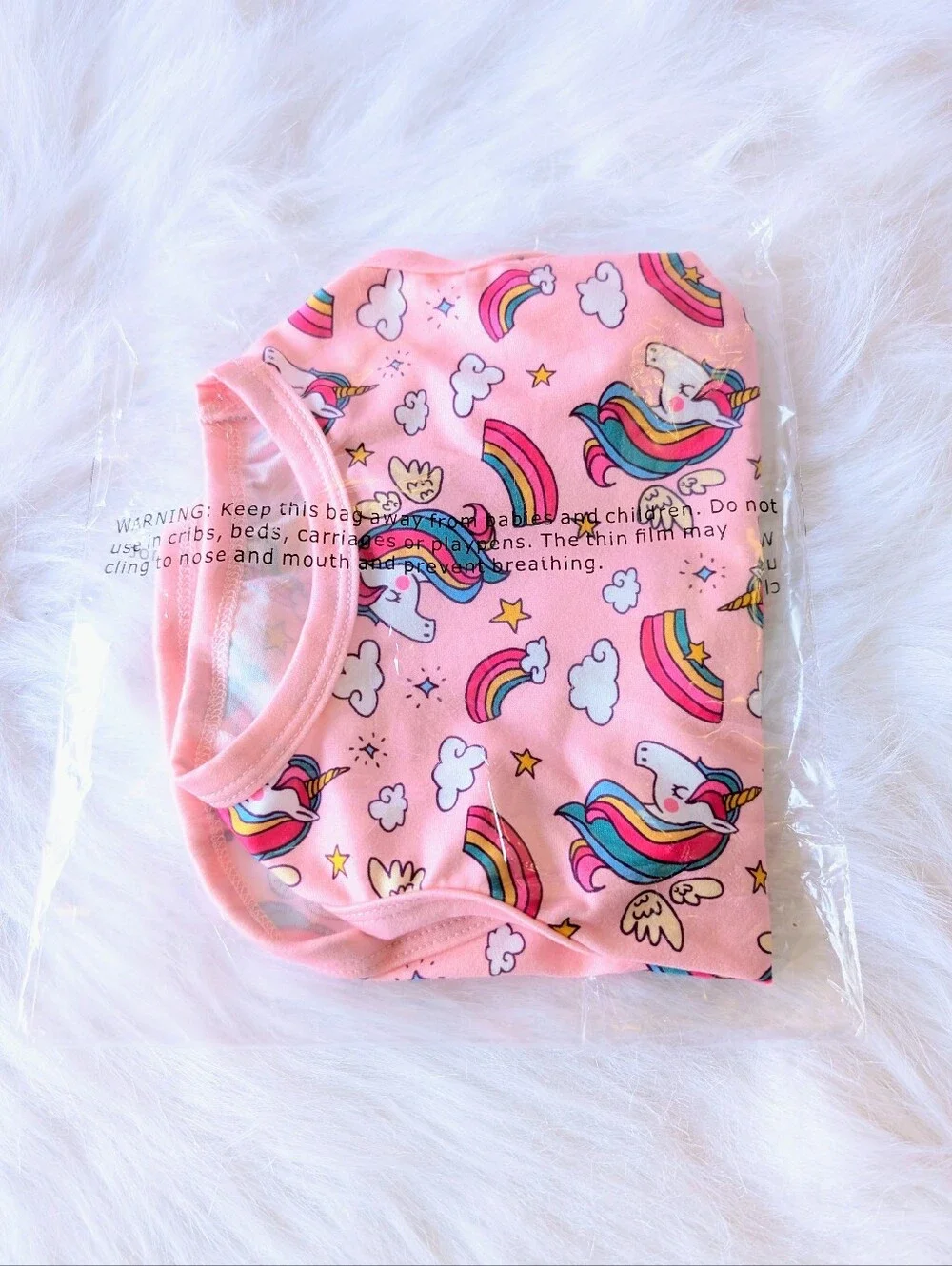 Cutebone Dog Tee, Rainbows, Unicorns, New, Medium, Pink Multi-Color
